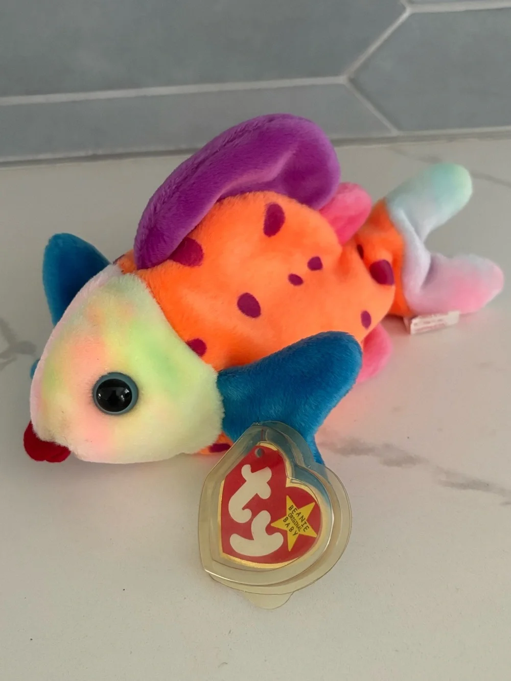 Ty Beanie Baby Lips the Fish 1999 Retired with All Tags and Tag Protector NWMT